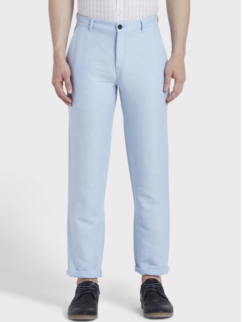 

ColorPlus Men Blue Tapered Fit Solid Regular Trousers
