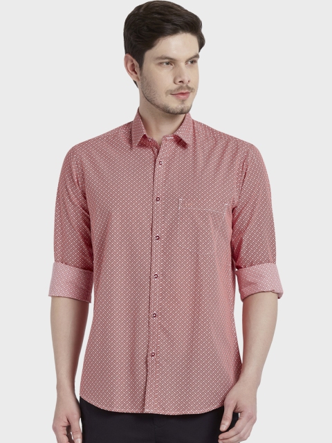 

ColorPlus Men Red Tailored Fit Printed Casual Shirt