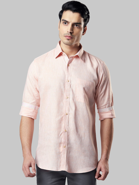 

Raymond Men Peach-Coloured Regular Fit Solid Casual Shirt