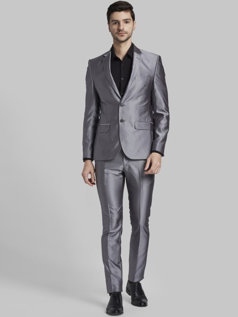 

Parx Men Grey Self-Design Single-Breasted Formal Suit