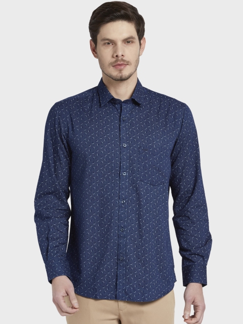 

ColorPlus Men Blue Tailored Fit Printed Casual Shirt