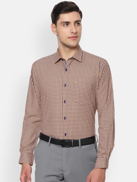 

Van Heusen Men Yellow & Navy Blue Regular Fit Checked Formal Shirt