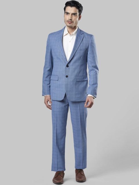 

Raymond Men Blue Checked Single-Breasted Formal Suit