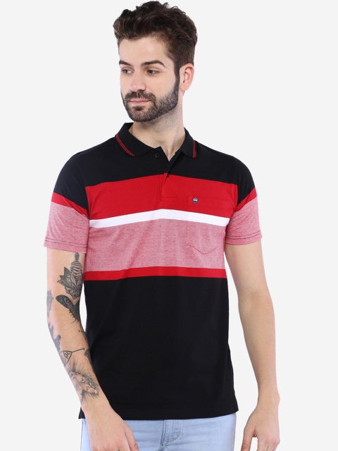 

Duke Men Black Colourblocked Polo Collar T-shirt