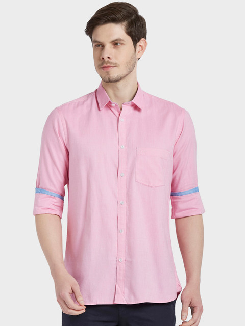 

ColorPlus Men Pink Tailored Fit Solid Casual Shirt