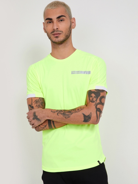 Kappa Men Fluorescent Green Solid Round Neck T-shirt