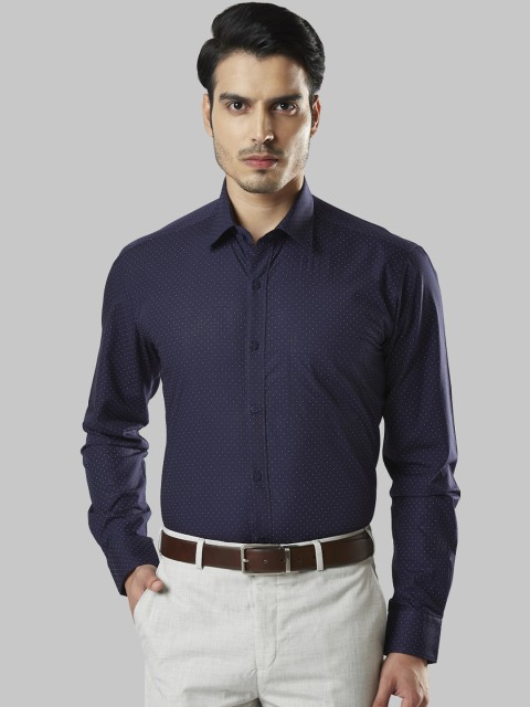 

Raymond Men Navy Blue Regular Fit Printed Formal Shirt