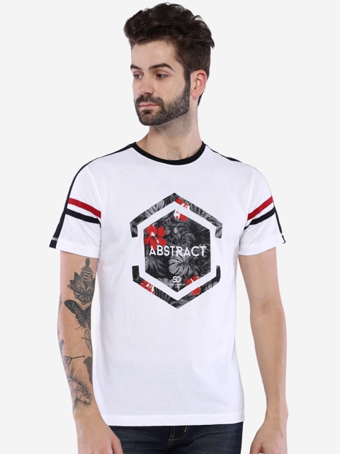 

Duke Men White Printed Round Neck T-shirt