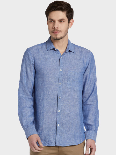 

ColorPlus Men Blue Tailored Fit Self Design Casual Shirt