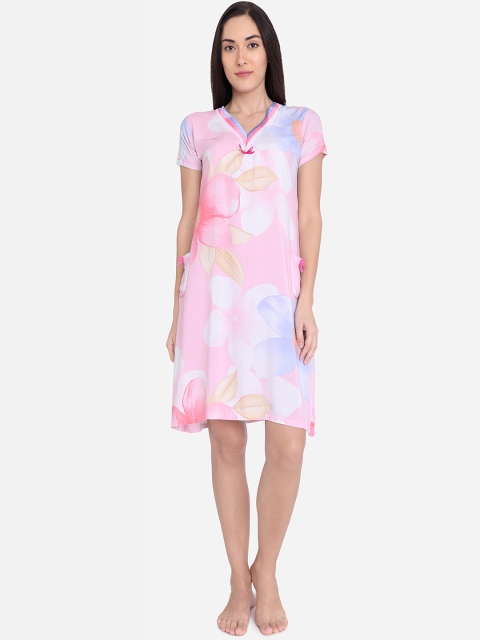 

Red Rose Pink & Blue Printed Sleep Shirt
