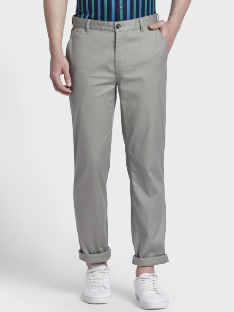 

ColorPlus Men Grey Tapered Fit Solid Regular Trousers