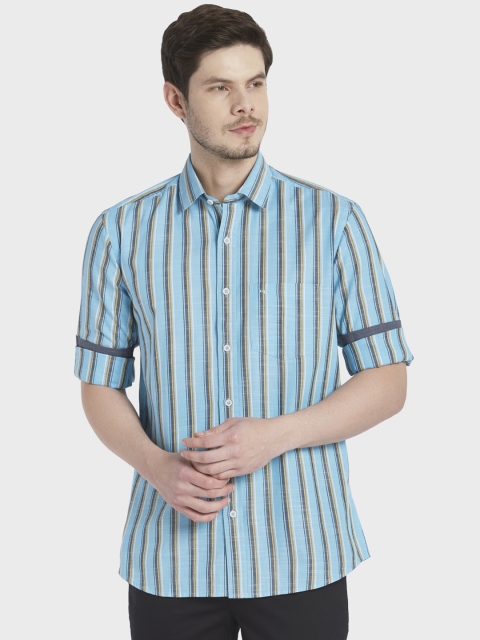 

ColorPlus Men Blue Tailored Fit Striped Casual Shirt