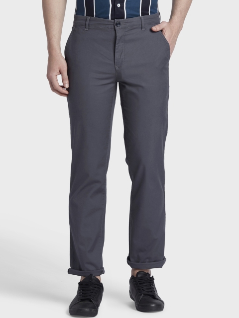 

ColorPlus Men Grey Tapered Fit Solid Regular Trousers