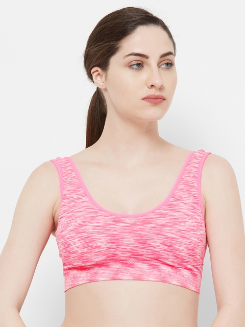 FashionRack Pink Self Design Non-Wired Non Padded Sports Bra 2602