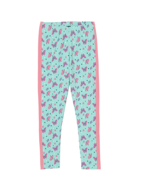 

Fame Forever by Lifestyle Girls Sea Green & Pink Printed Ankle-Length Leggings
