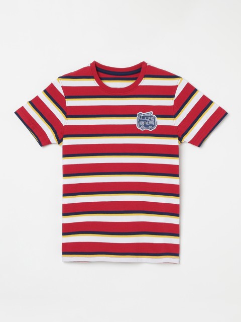 

Fame Forever by Lifestyle Boys Red & White Striped Round Neck T-shirt
