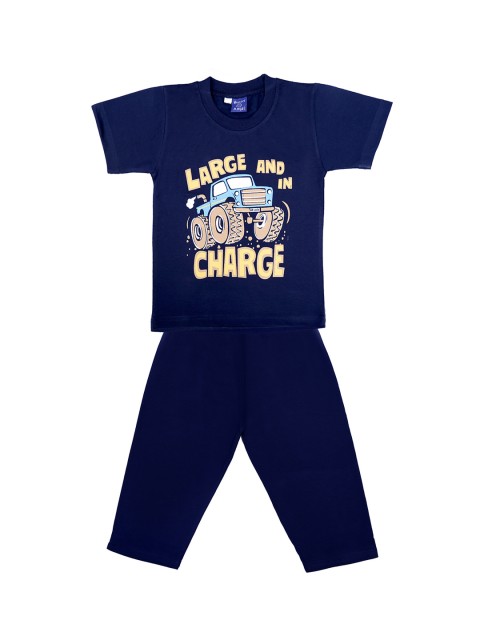 

SWEET ANGEL Boys Navy Blue Printed Night suit