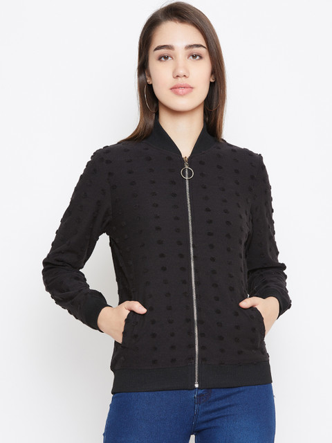

Austin wood Women Black Self Design Sweatshirt