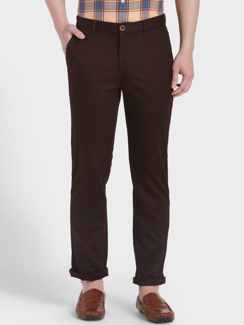 

ColorPlus Men Brown Tapered Fit Solid Regular Trousers