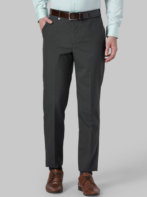 

Park Avenue Men Green Regular Fit Solid Formal Trousers