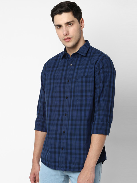 

Allen Solly Men Navy Blue Slim Fit Checked Casual Shirt