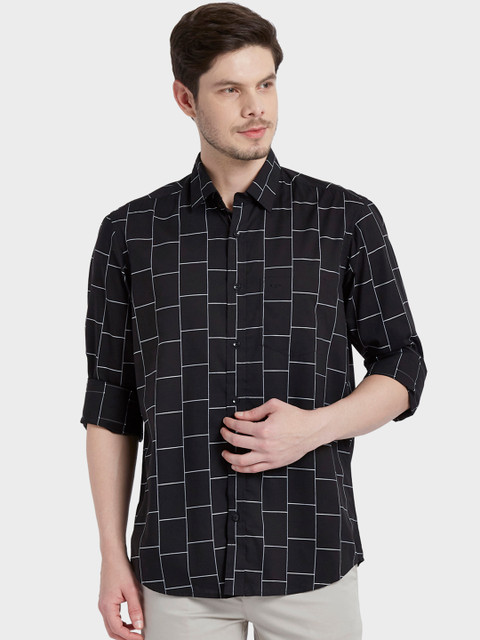 

ColorPlus Men Black Tailored Fit Checked Casual Shirt