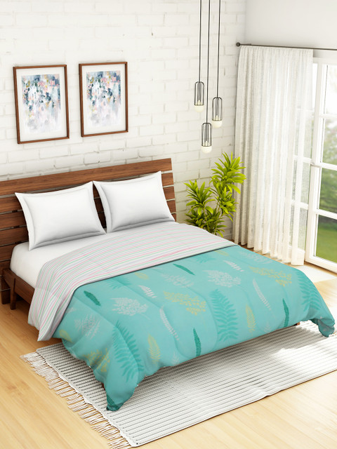 

WELHOME Blue & White Floral AC Room 110 GSM Double Bed Quilt