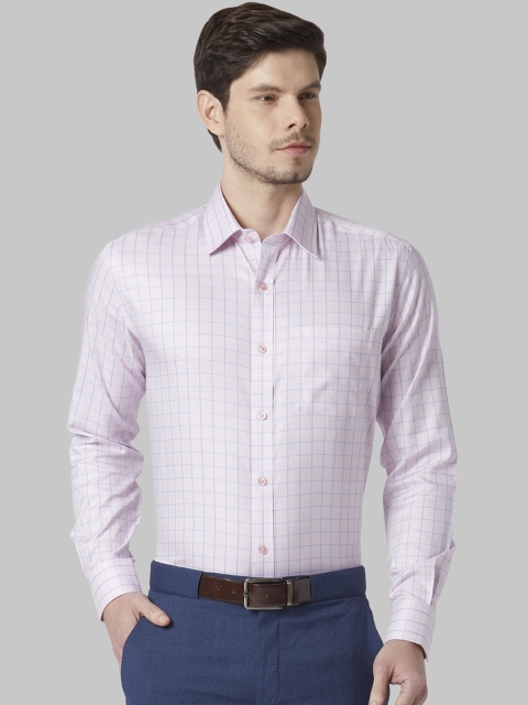 

Park Avenue Men Pink & Blue Regular Fit Checked Formal Shirt