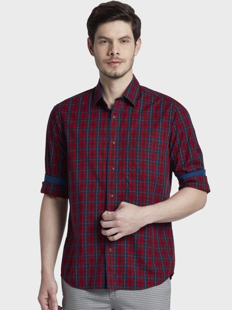 

ColorPlus Men Red & Blue Tailored Fit Checked Casual Shirt