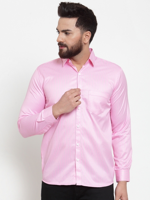 

JAINISH Men Pink Regular Fit Striped Casual Shirt