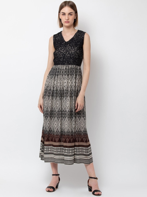 

DODO & MOA Women Black Printed Fit and Flare Dress