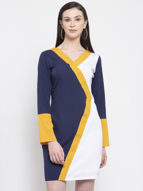 

Karmic Vision Women Blue Colourblocked Sheath Dress