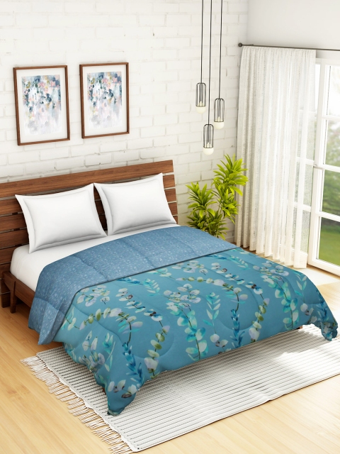

WELHOME Blue Floral AC Room 110 GSM Double Bed Quilt
