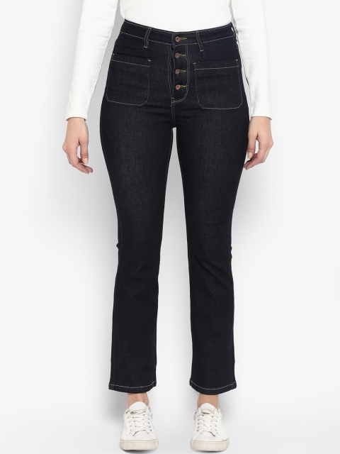 

FOSH Women Blue Flared High-Rise Clean Look Stretchable Crop Jeans