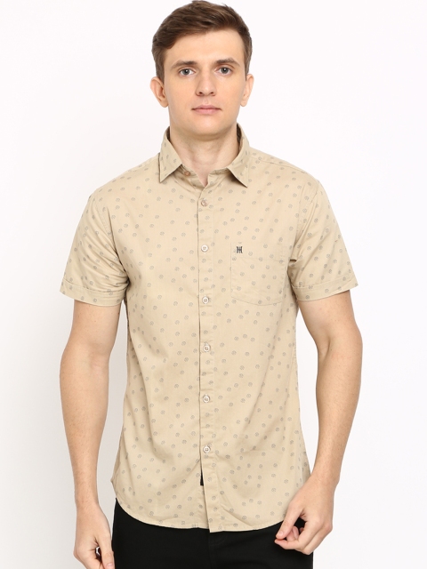 

TED HARBOR Men Beige & Grey Slim Fit Printed Casual Shirt