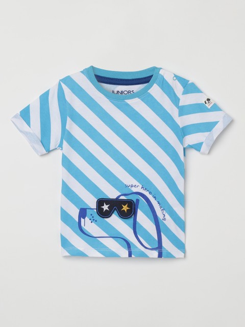 

Juniors by Lifestyle Boys Blue Striped Round Neck T-shirt