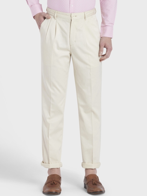 

ColorPlus Men Off-White Regular Fit Solid Regular Trousers