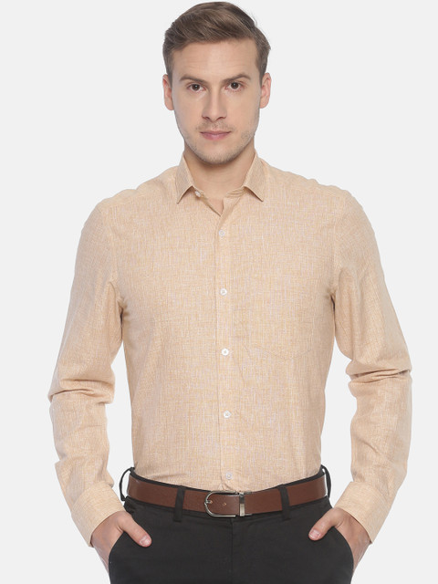 

CAVALLO by Linen Club Men Beige Regular Fit Self Design Formal Shirt