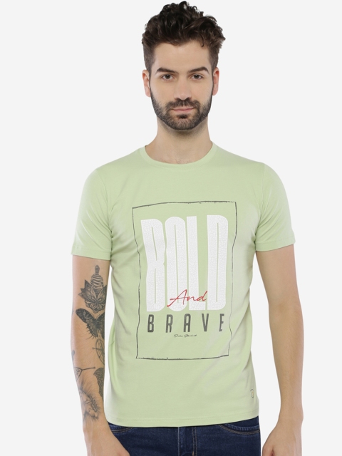 

Duke Men Green Printed Round Neck T-shirt