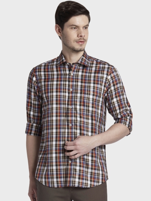 

ColorPlus Men Brown Tailored Fit Checked Casual Shirt