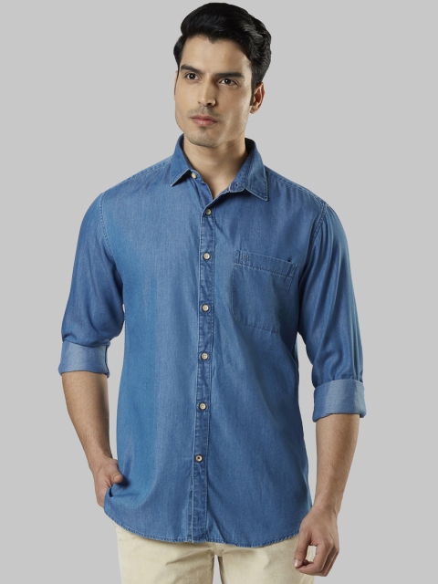 

Raymond Men Blue Slim Fit Solid Casual Shirt