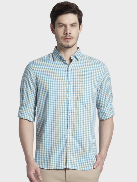 

ColorPlus Men Blue & White Tailored Fit Checked Casual Shirt