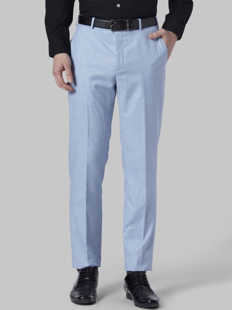 

Park Avenue Men Blue Regular Fit Solid Formal Trousers