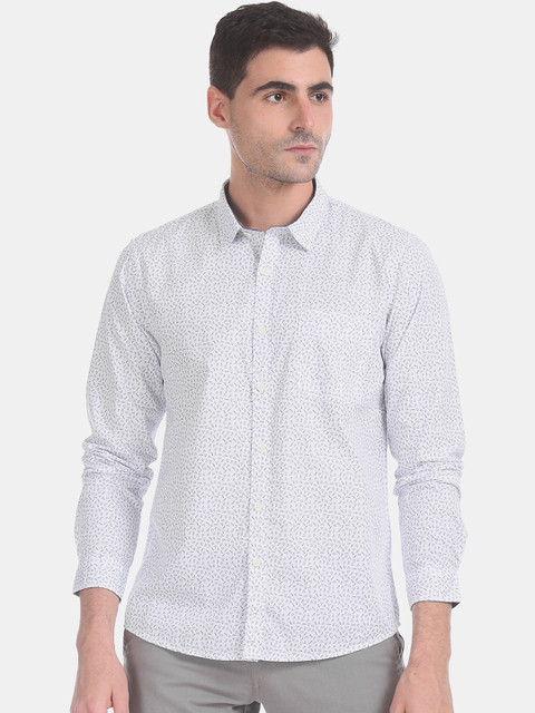 

Ruggers Men White & Grey Regular Fit Printed Casual Shirt