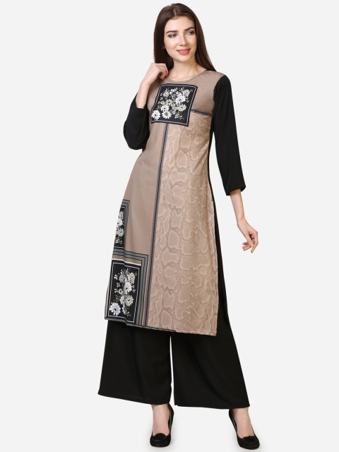 

Florence Women Beige & Black Printed Kurti with Palazzos
