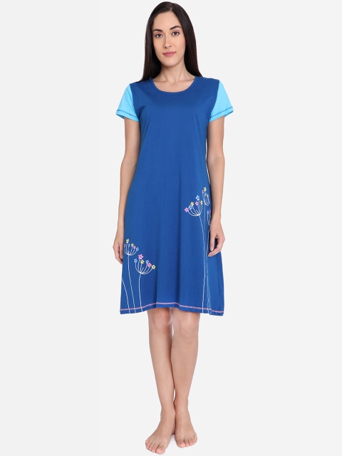 

Red Rose Blue Printed Sleep Shirt