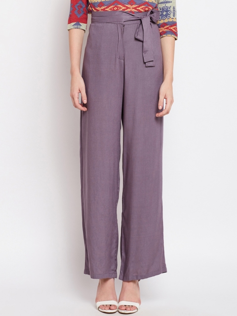 

Meee Women Mauve Regular Fit Solid Parallel Trousers