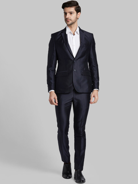 

Parx Men Navy Blue Solid Single-Breasted Formal Suit