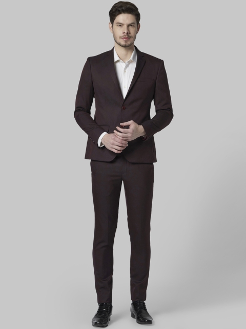 

Park Avenue Men Dark Maroon Solid Single-Breasted Formal Suit