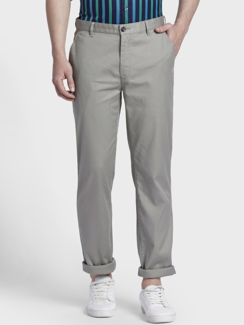 

ColorPlus Men Grey Tapered Fit Solid Regular Trousers